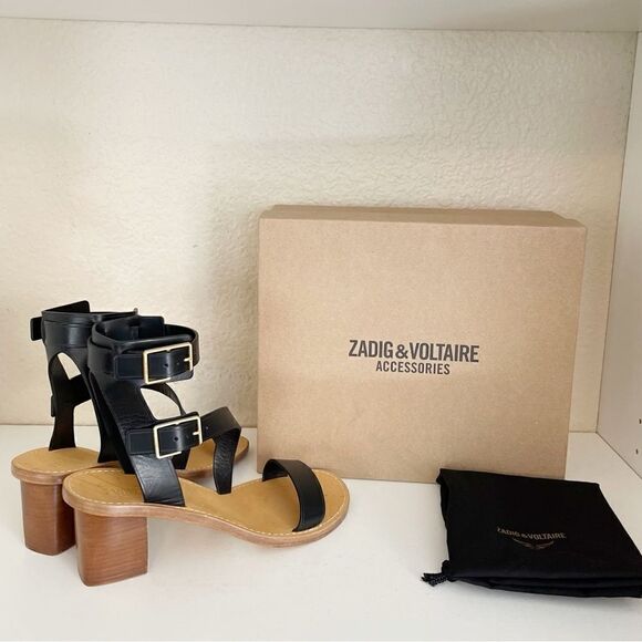 Zadig & Voltaire Leather sandal Cecilia Caprese black heeled sandal Size… - Picture 13 of 17